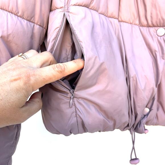 Z Supply Parker Puffer Cropped Jacket Mauve Purple Medium Pink Coat Winter - Picture 12 of 13